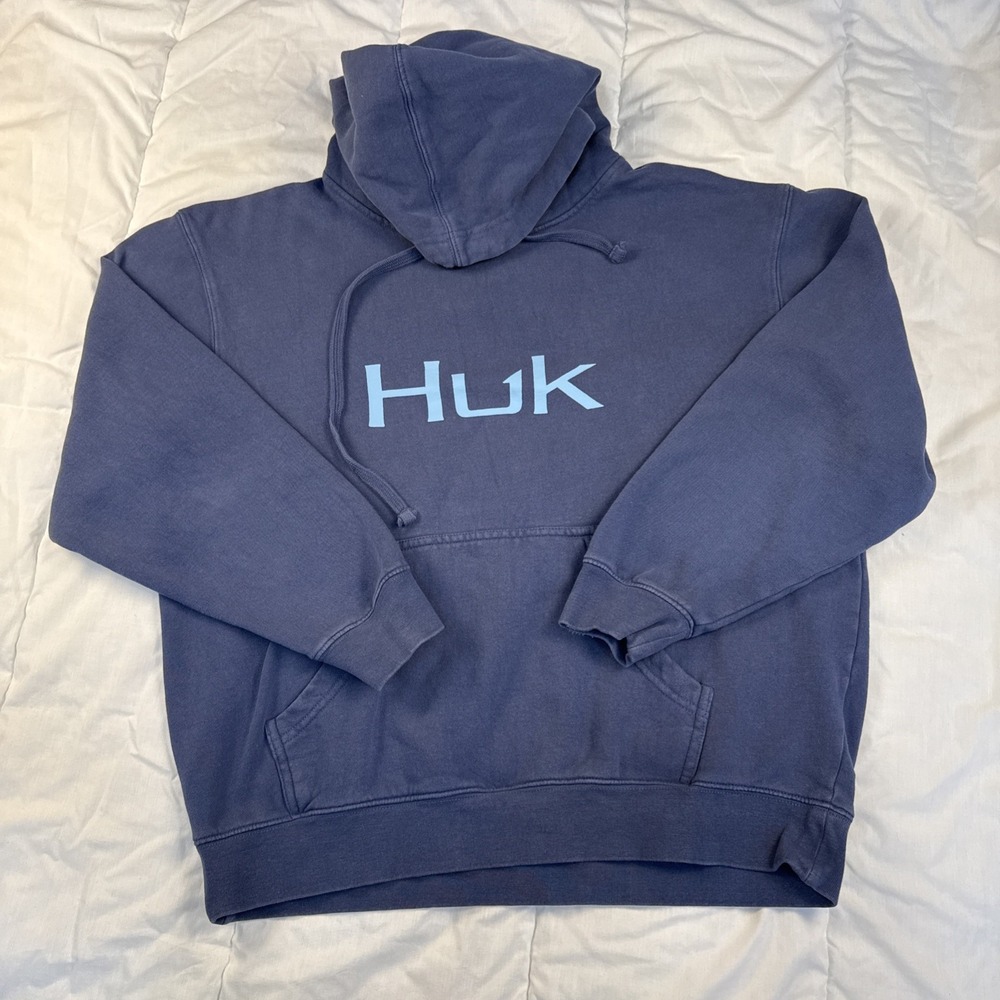 Huk Fishing "Huk'd Up" Men's Blue Long-Sleeve Hoodie Sweatshirt - Medium